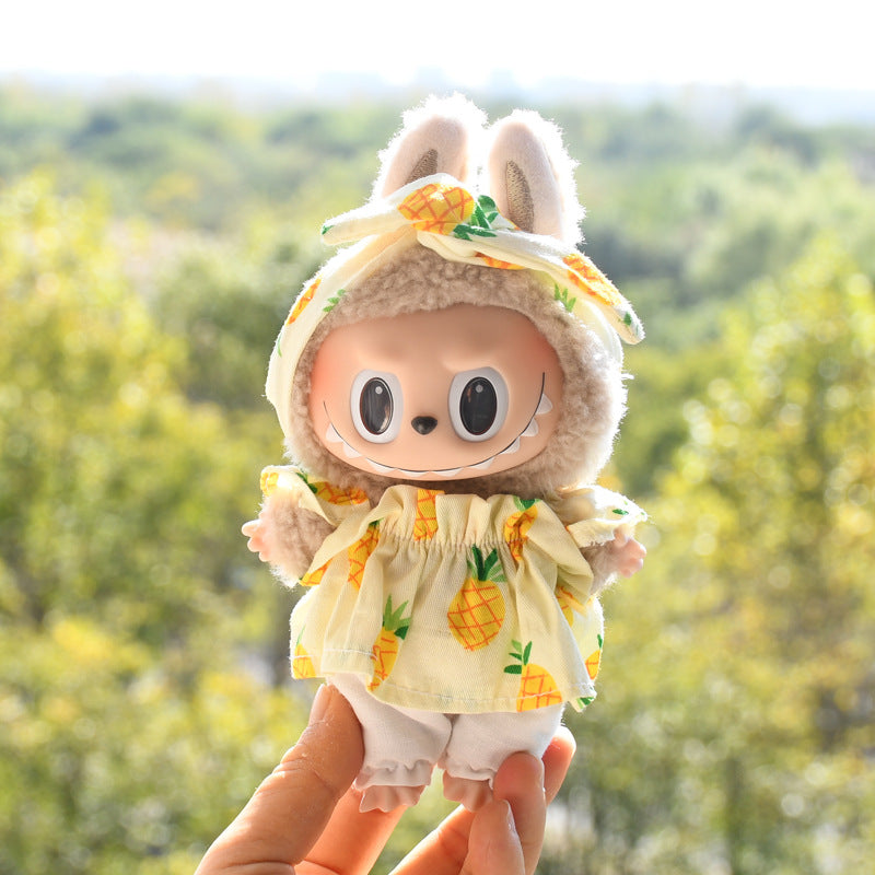 Only baby clothes] 17cm blind box cloth hanging clothes bear corduroy suspenders pants T-shirt key chain baby clothes