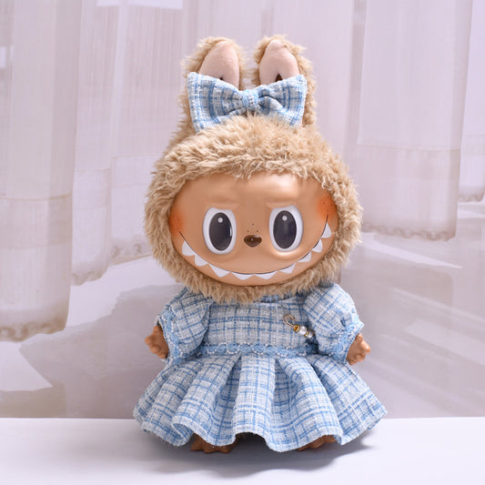 Only clothes] 38cm labubu labubu for clothes plaid small fragrant wind suit change baby clothes