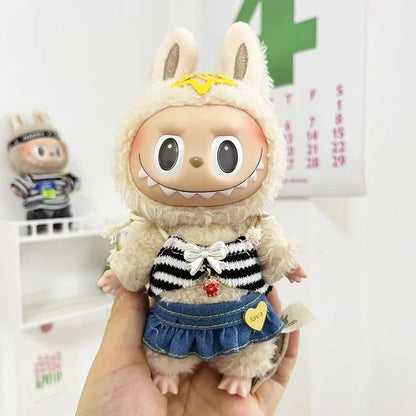 Only clothes] 17CM cloth cloth clothes 15CM doll Denim straps cartoon plaid suit hot sale