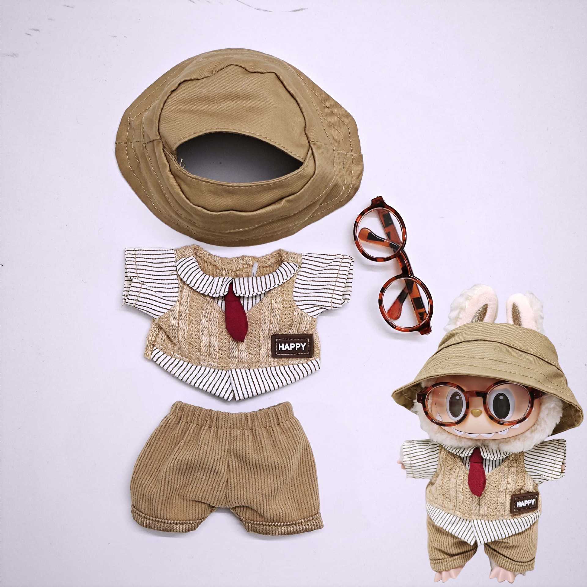 Labubu Doll Retro British 2-Piece Outfit with Accessories