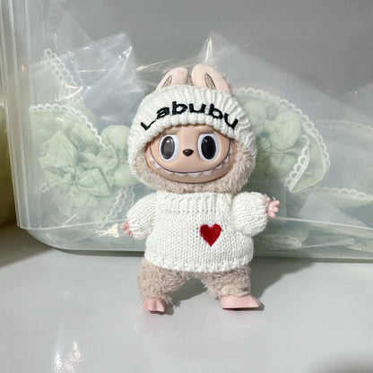Only clothes] 17CM blind box pull cloth doll clothes pendant LABUBU for love sweater hat suit