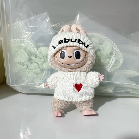 Only clothes] 17CM blind box pull cloth doll clothes pendant LABUBU for love sweater hat suit