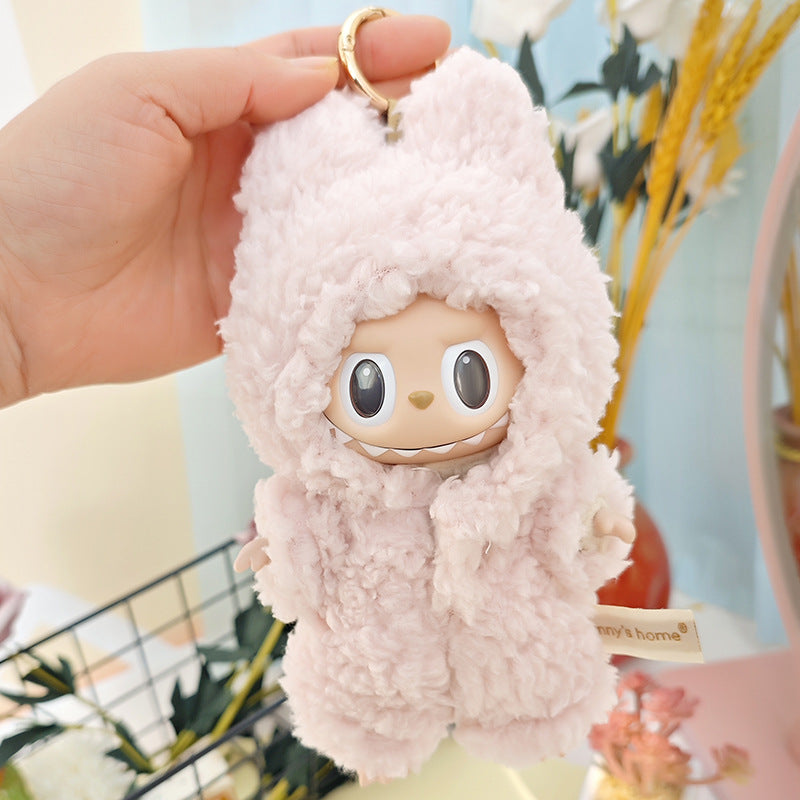 Suspender pants suit suitable for cloth cloth clothes to replace 15cm blind box series labubu vinyl baby clothes.