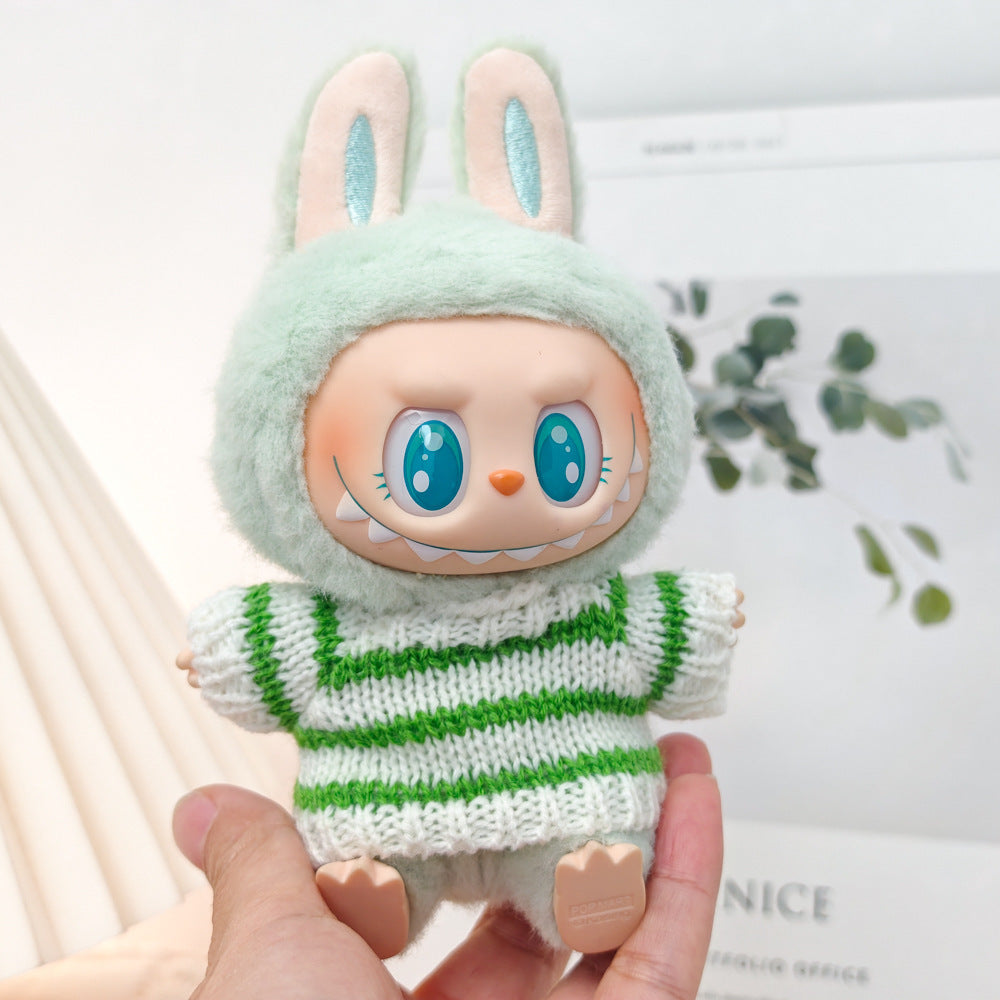 Clothing Only: First, Second, and Third Generation Blind Box Labubu Pendant Clothing, Sitting Labubu Party Doll Pink Sweater