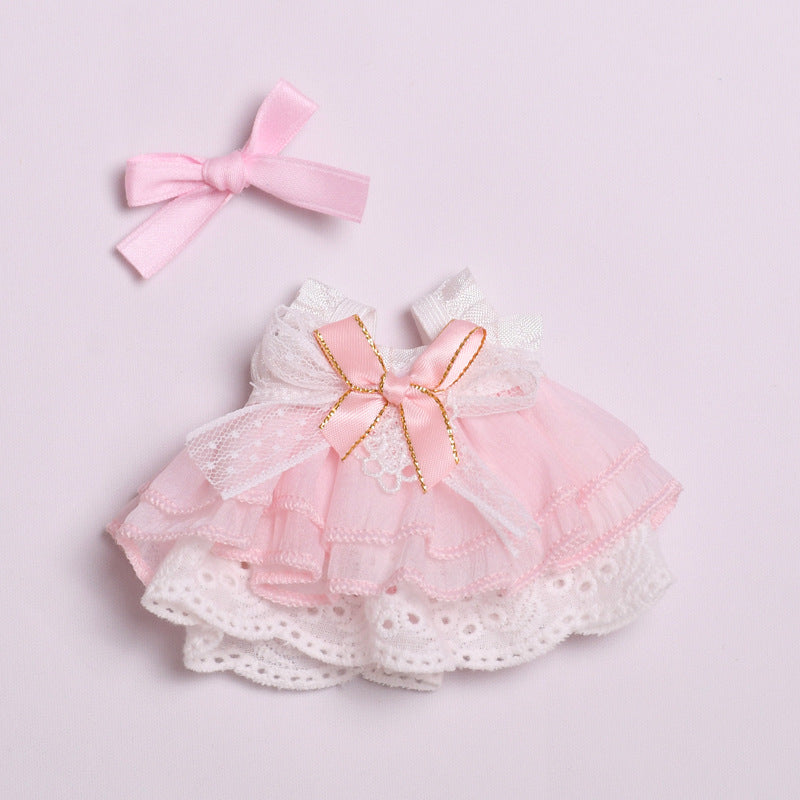 Only clothes] 17cm cloth pendant clothes pink bow gauze skirt labubu cute princess skirt