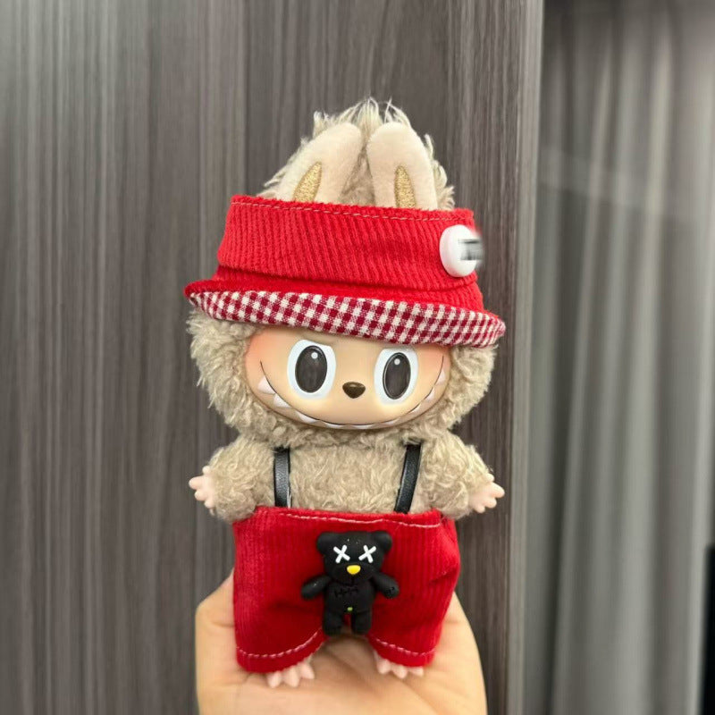 Rab cloth doll labubu17cm pendant one or two generations of vinyl plush doll suit accessories for clothes