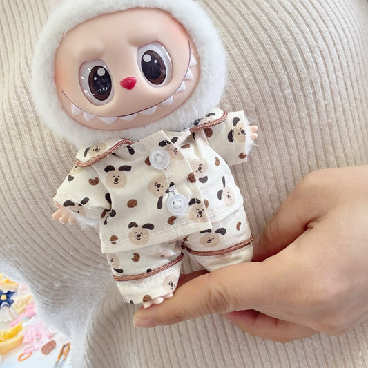 The first and second generation of labubu clothes pendant LABUBU for the puppy pajamas two-piece set sitting party doll