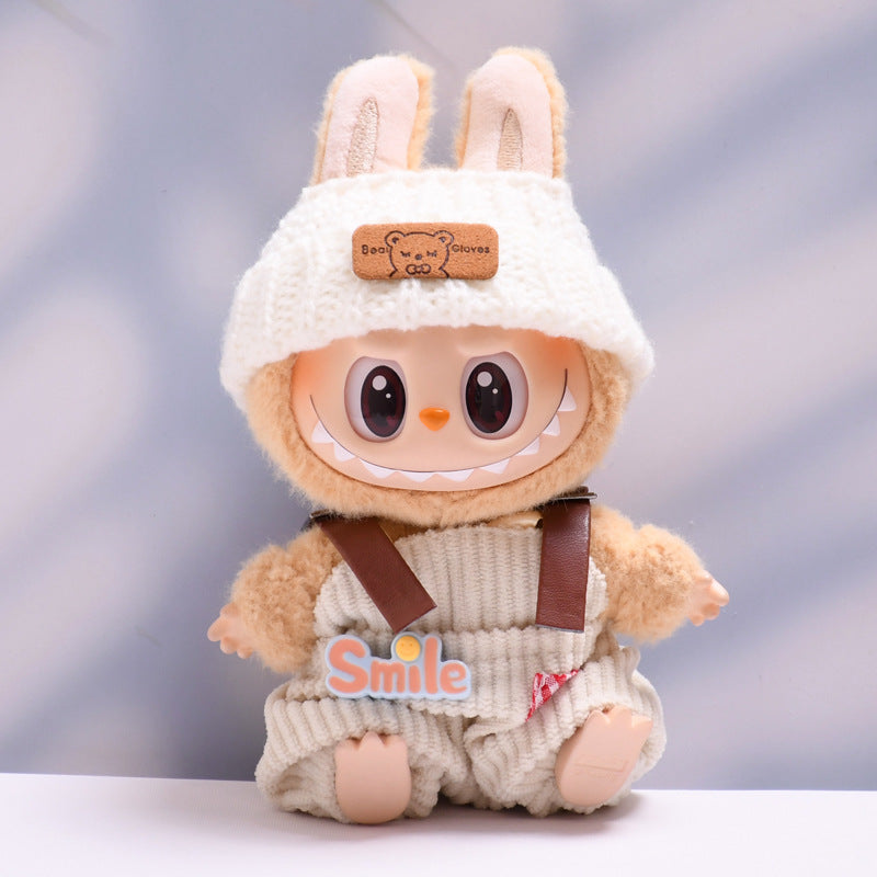 Clothes Only] First and Second Generation Pendants, Labubu Clothes, Rainbow Overalls Suit, Woolen Hat, Labubu Baby Clothes