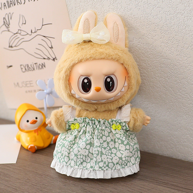 The first and second generation labubu labubu sit party vinyl doll blind box pendant doll clothes for wedding dress skirt