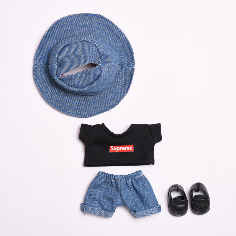 Only clothes] 17cm blind box pull cloth clothes for Labubu vinyl pendant doll casual T-shirt suit