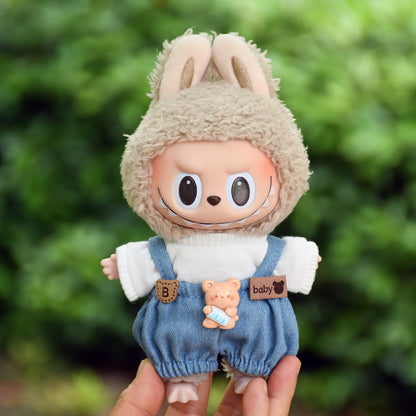 Pants Only] Macaron labubu Pendant Clothes Bear Brown Suspenders 17cm Labu Lovely Pants