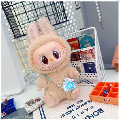 Labubu Doll Clothes - Sweet Dog Travel Outfit & Camera Bags