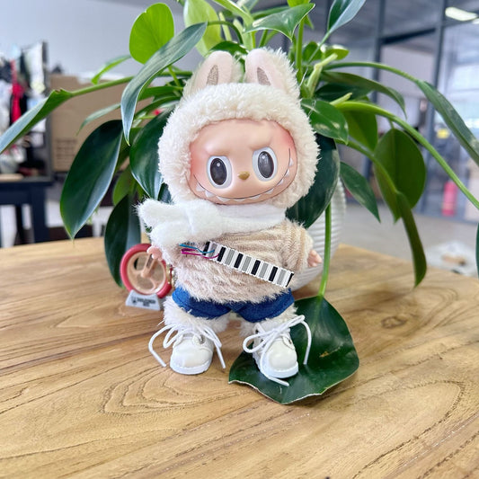 Only clothes] pendant LABUBU clothes one or two generation blind box pull cloth doll for Denim cocoa three-piece set