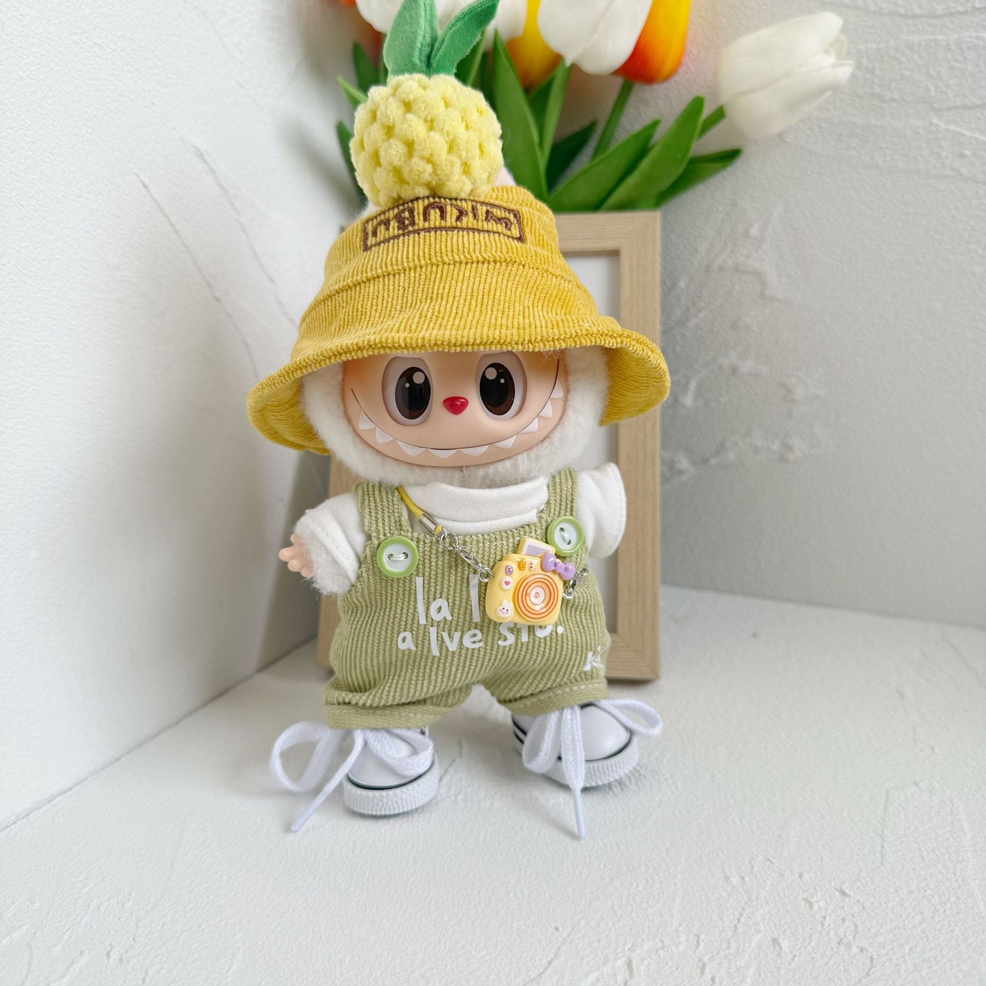 17cm First and Second Generation Labubu Macaron Pendant Clothes Pineapple Baby Suit Sitting Party Baby Clothes