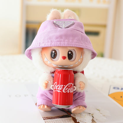 17cm Labubu Fisherman Hat Macaron Vinyl Face Labubu Doll Doll Triangle suit Glasses
