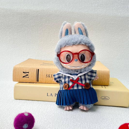 Labubu 17cm Vinyl Doll Casual Outfit - Navy Jacket & Pants Set
