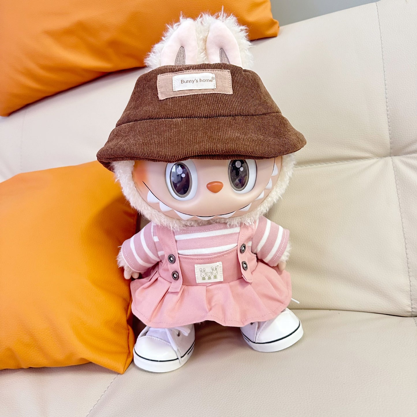 Only clothes] 38CM vinyl rag cloth clothes LABUBU doll for striped clothes twist buckle strap skirt suit