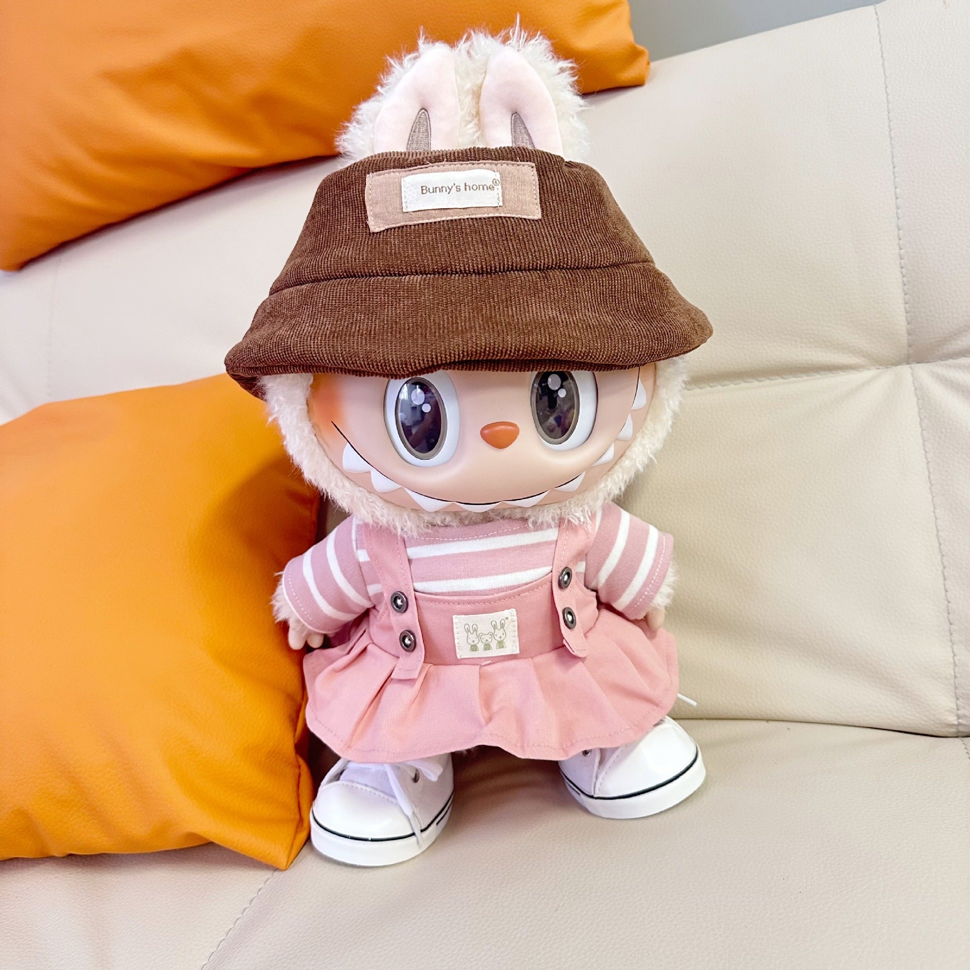 Only clothes] 38CM vinyl rag cloth clothes LABUBU doll for striped clothes twist buckle strap skirt suit