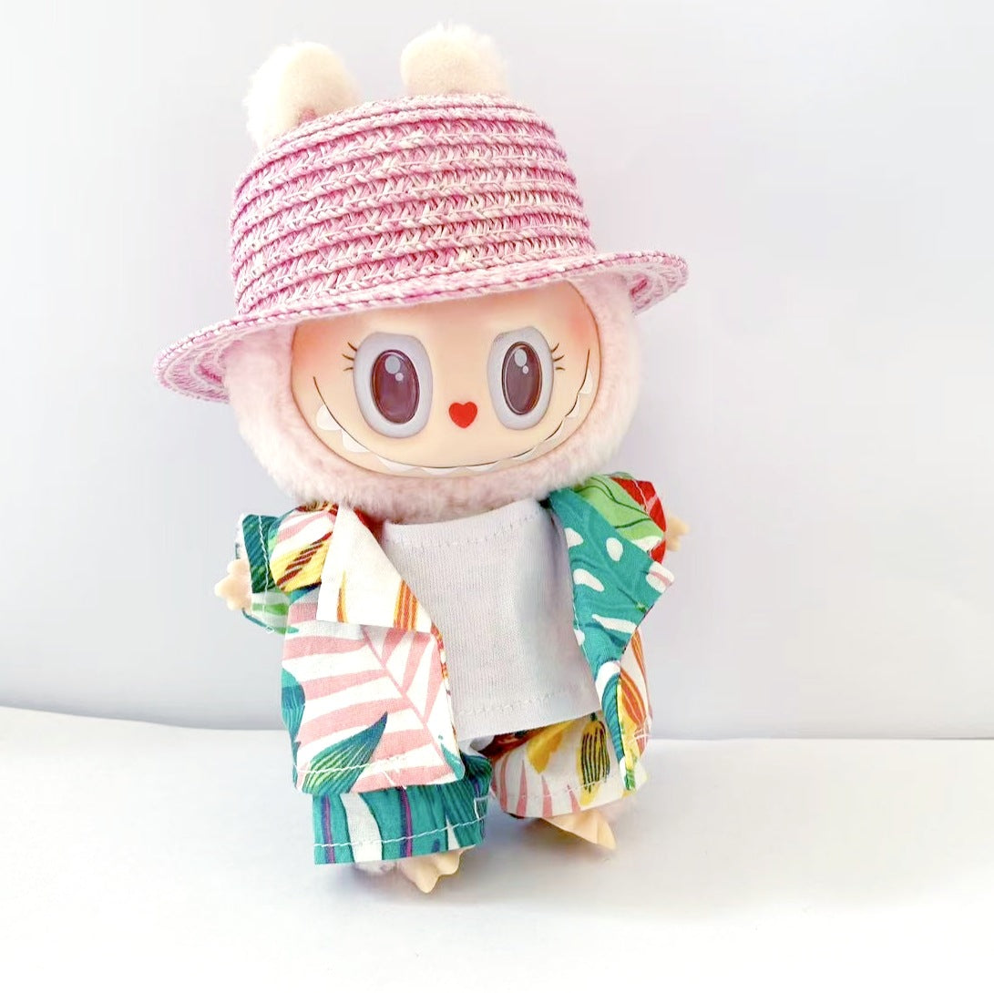 Labubu 17cm Doll Hawaiian Beach Outfit - 3-Piece Set