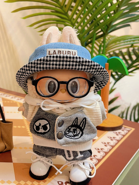 Labubu 17cm Baseball Uniform Set with Black Glasses