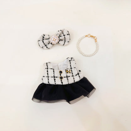 Labubu Doll Outfit Set with Straw Hat & Accessories for 15-17cm Dolls