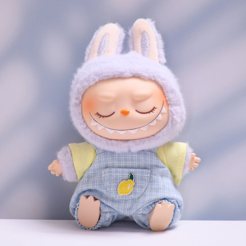 Only clothes] the first and second generation of cloth pendant plaid suspenders suit vinyl Labubu baby clothes