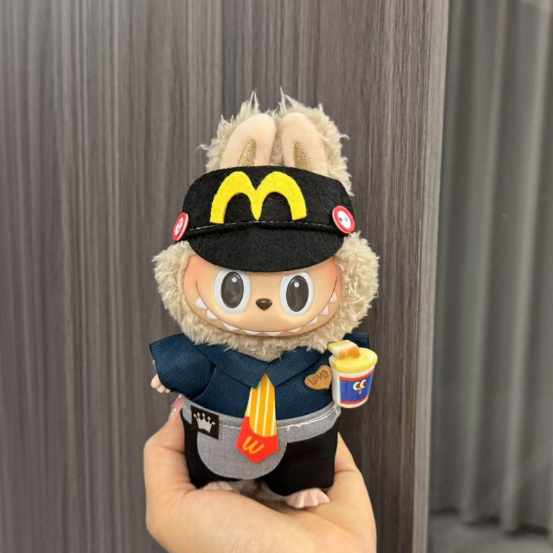 Rab cloth doll labubu17cm pendant one or two generations of vinyl plush doll suit accessories for clothes