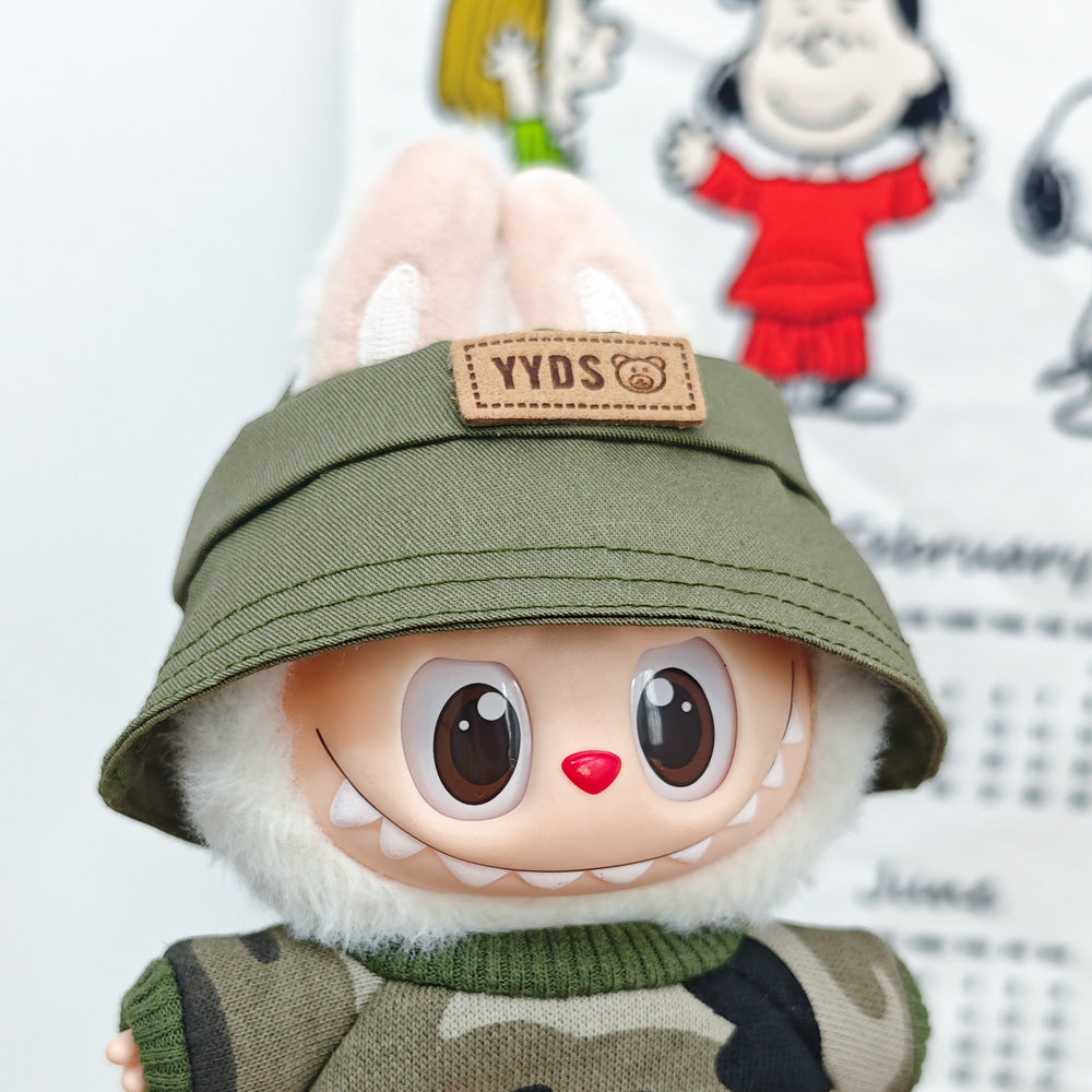 Labubu 17cm Doll Camouflage Outfit with Fisherman Hat & Accessories