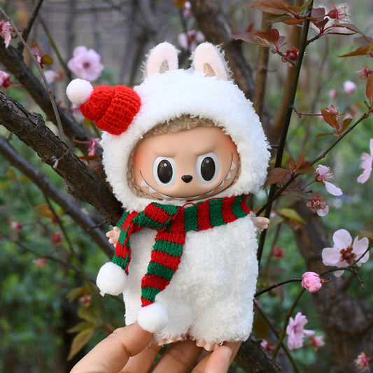 17cm Blind Box Rab Cloth Hand-in-Hand Frog Piglet Plush Christmas Suit labubu Pendant Snowman Doll Coat