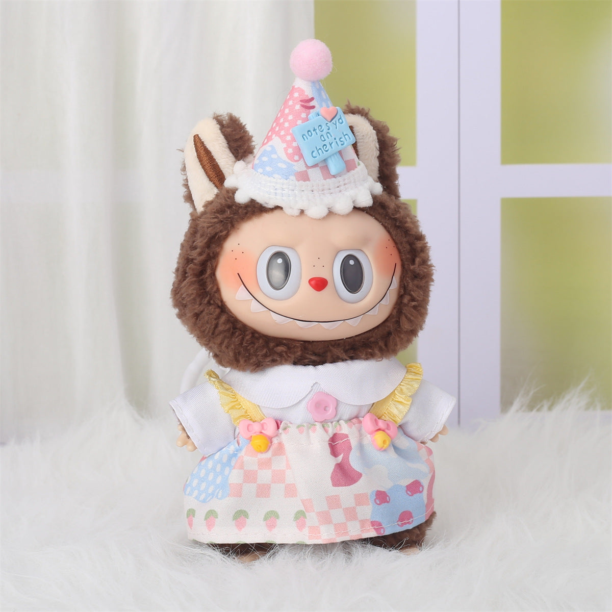 Labubu Clothes Pendant for First and Second Generation Baby Clothes, Labubu Sitting Baby Clothes, Heart Sweater, Bear Ear Hat Set
