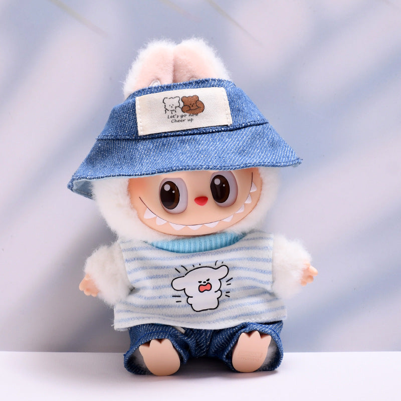 Only baby clothes] one, two and three generations of pendant labubu clothes grid striped small animal suit labubu baby clothes