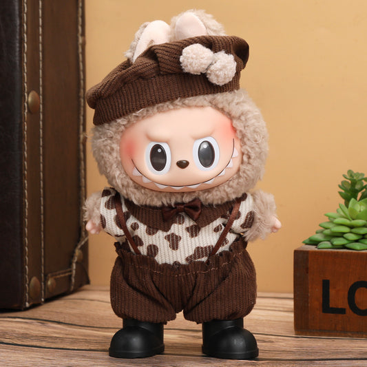 Wholesale 17cm Rab cloth doll labubu generation one or two sitting party suit change clothes vinyl doll
