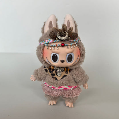 Labubu Doll 17cm Outfit Set - Headscarf, Scarf, Necklace & Skirt