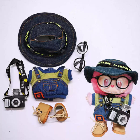 Labubu 3.0 Doll Outfit Set with Hat, Glasses & Shoes