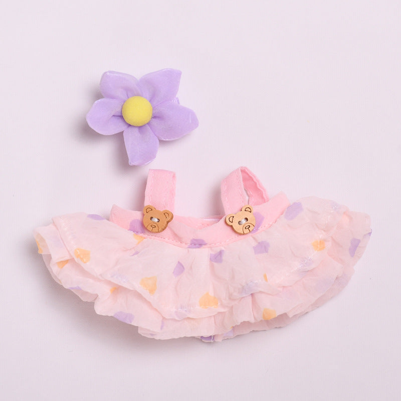 Only clothes] 17cm cloth pendant clothes bear wooden buckle gauze skirt labubu for cute baby dress skirt