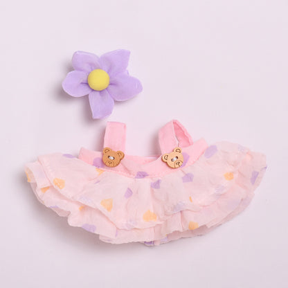 Only clothes] 17cm cloth pendant clothes bear wooden buckle gauze skirt labubu for cute baby dress skirt