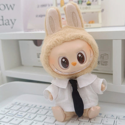 17cm Plush Doll Pendant 10cm Cotton Doll Knitted Vest College Style Office Suit Workwear Doll Clothes