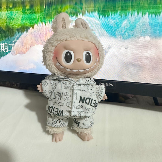 Only clothes] 17CM bubble matlabub clothes pendant LABUBU doll tide cool letter clothes suit