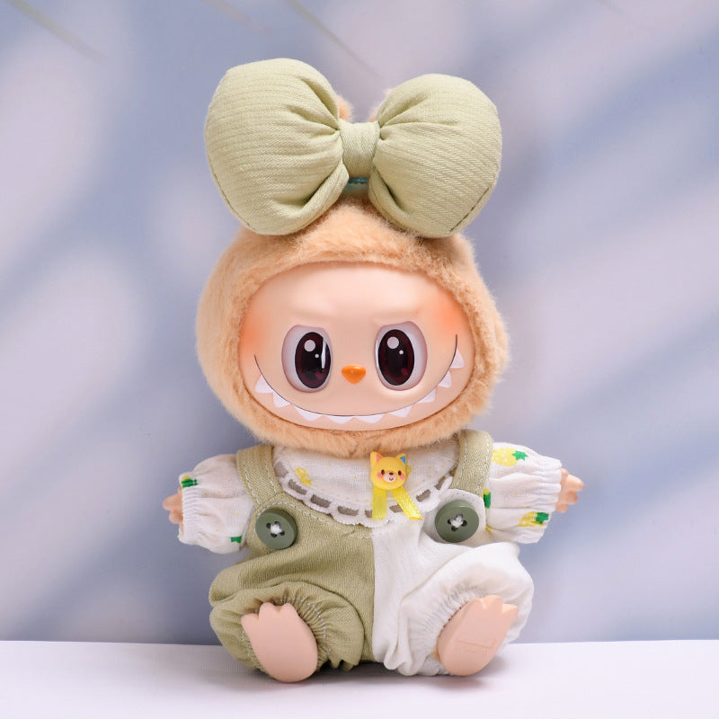 Only clothes] the first and second generations sit on cloth hanging clothes labubu doll big bow strap pants suit