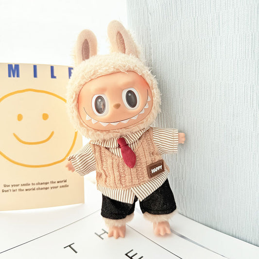 Only clothes for sale] first and second generation key chain Labubu clothes pendant cloth doll chocolate academy style