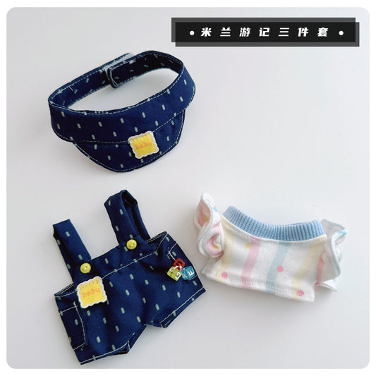 Labubu Doll Overalls and Hat Set for 17cm & 10cm Vinyl Dolls