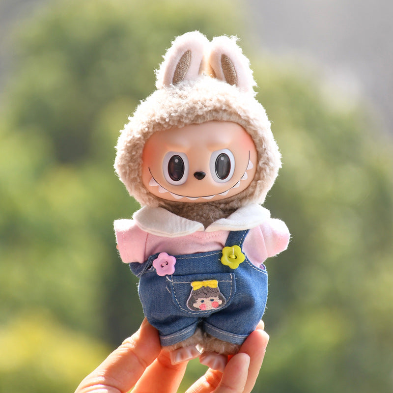 Only baby clothes] 17cm blind box cloth hanging clothes bear corduroy suspenders pants T-shirt key chain baby clothes