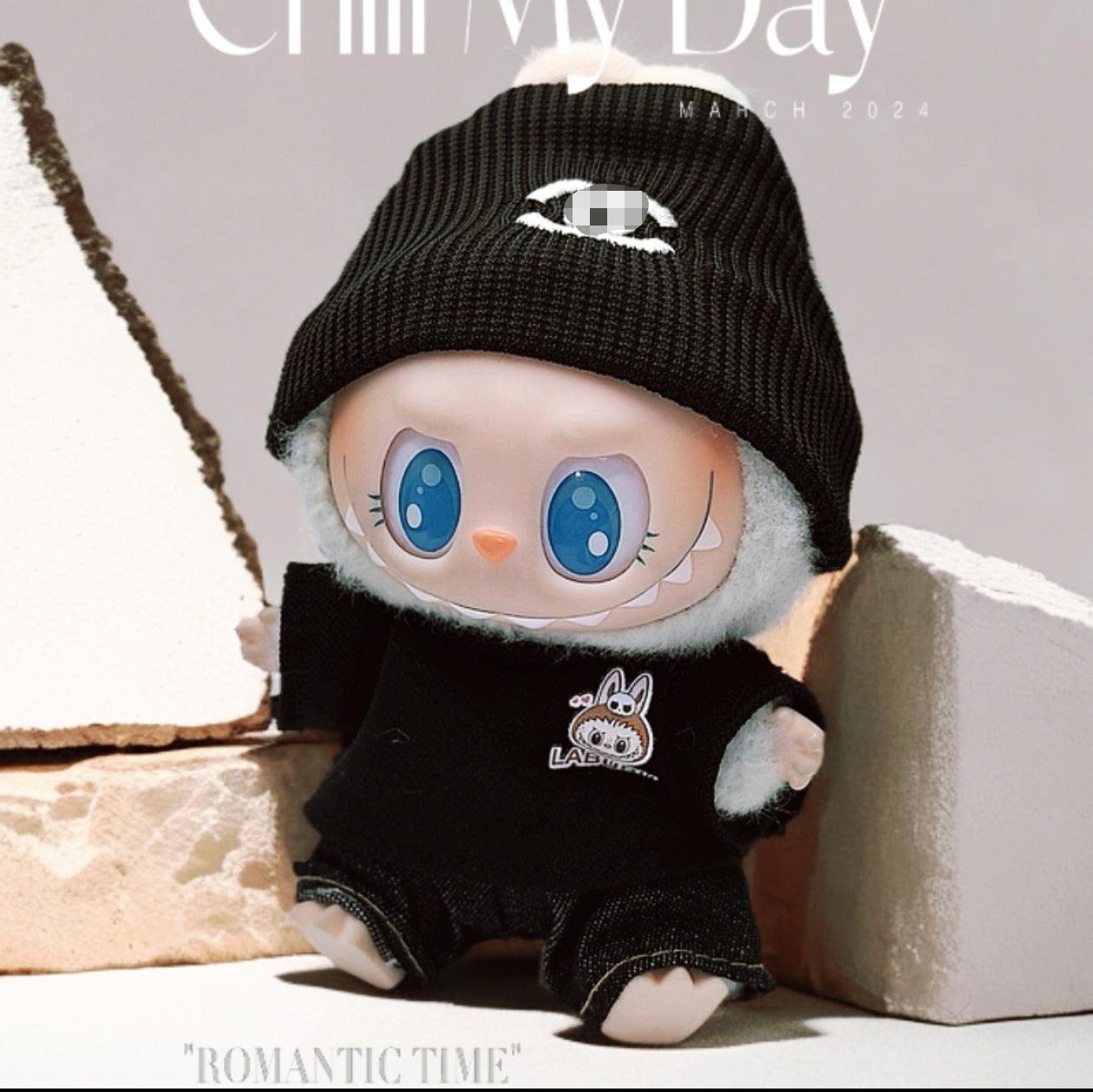 Labubu Doll Outfit - Sky Blue GG Suit for Vinyl Pendant Dolls