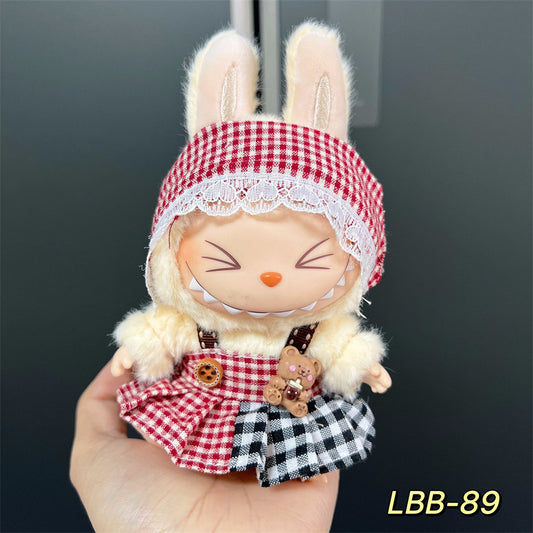 Labubu Wearable Baby Clothes Vinyl Labubu 17cm Doll Cute Dress-Up Casual Suit Skirt Plush Clothes