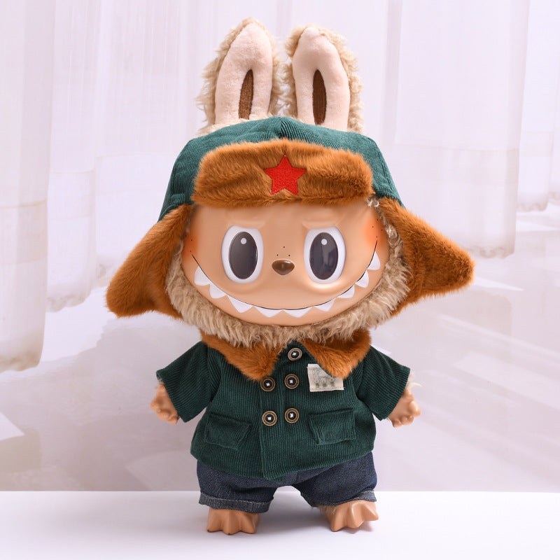 Only clothes] 38cm pull cloth for clothes five-pointed star military coat suit Labubu change baby clothes
