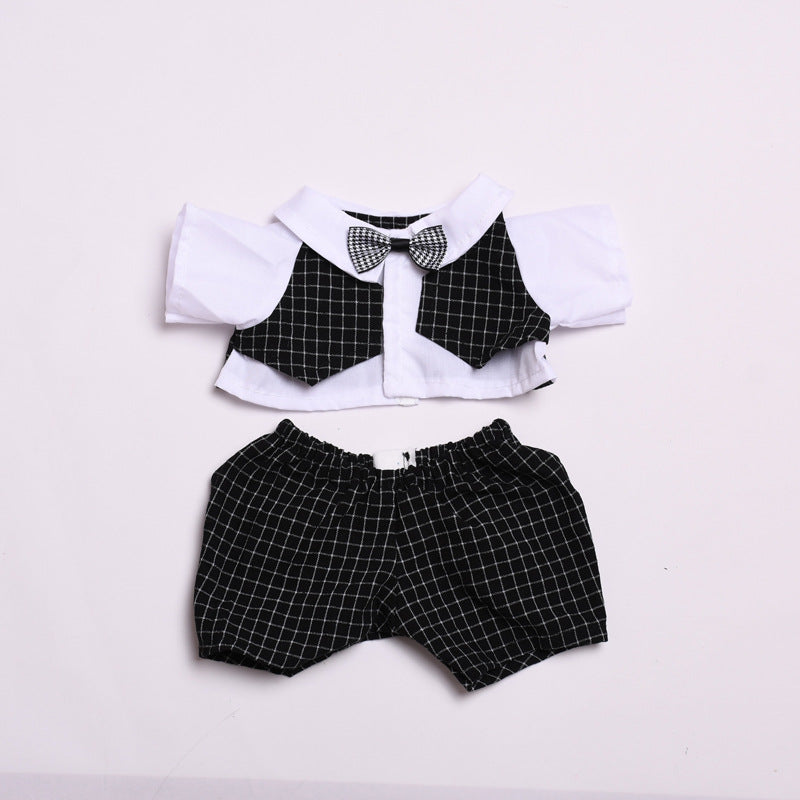 Labubu Doll Wedding Dress Outfit for 38cm Vinyl Doll - White & Black Plaid