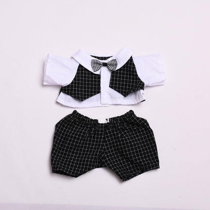 Labubu Doll Wedding Dress Outfit for 38cm Vinyl Doll - White & Black Plaid