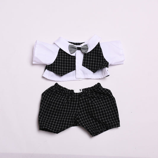 Labubu Doll Wedding Dress Outfit for 38cm Vinyl Doll - White & Black Plaid