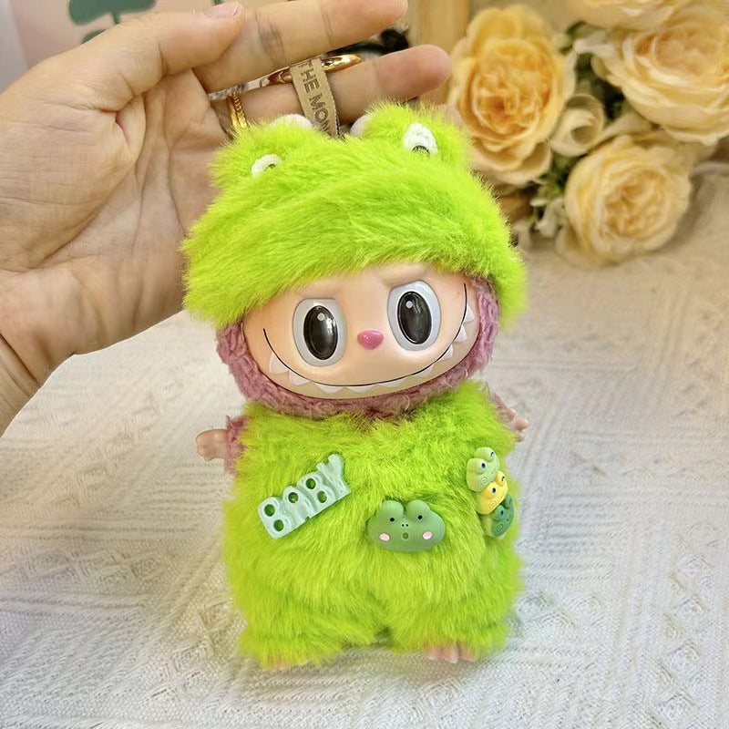 Only clothes] 17CM cloth cloth clothes key chain LABUBU big ear dog powder pig elk suit pendant spot