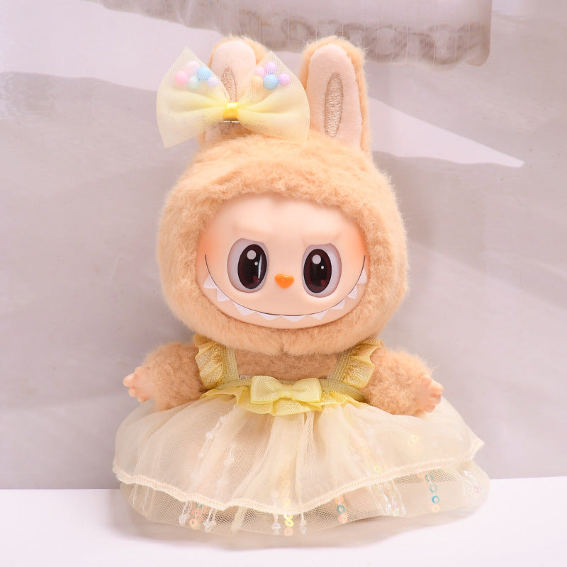 Only clothes] vinyl blind box pendant labubu sit party clothes sequins gauze skirt cloth cute